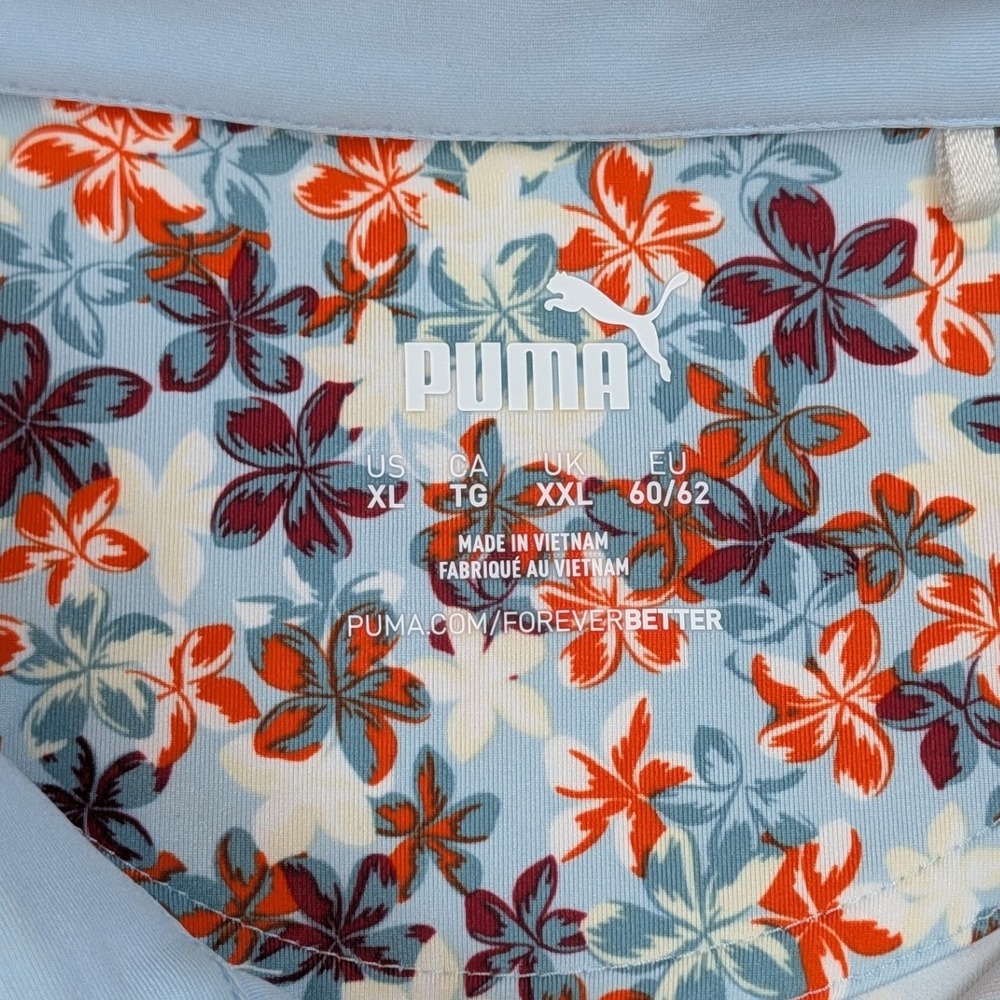 Puma MATTR Lillie Golf Polo Men's XL Silver Sky Red Floral 626986-02 - Picture 4 of 10